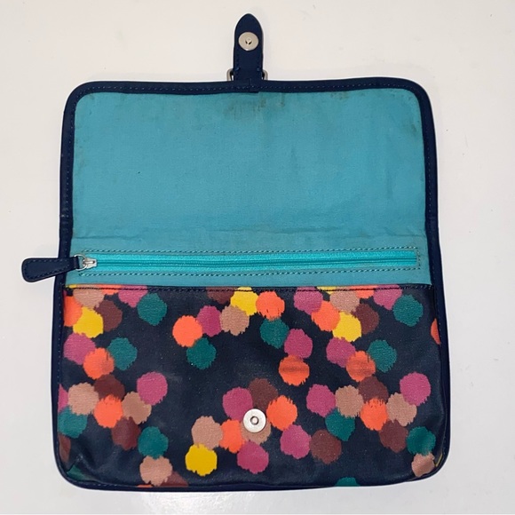 Fossil Keyper Navy Blue with Abstract Floral Design Coated Canvas Clutch - Picture 3 of 13